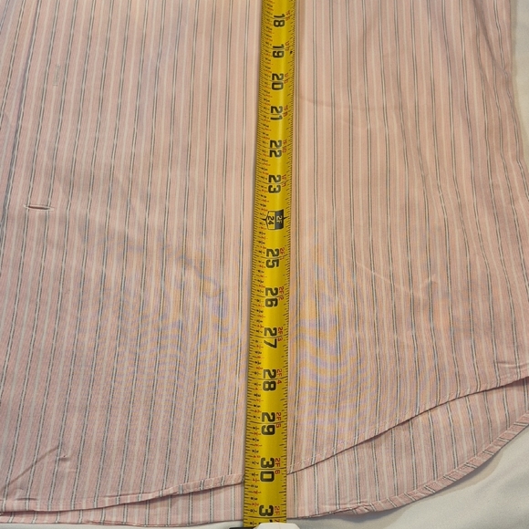 Saks Fifth Avenue Luxury Long Sleeve Pink and White Striped Mens Dress Shirt - Picture 6 of 11